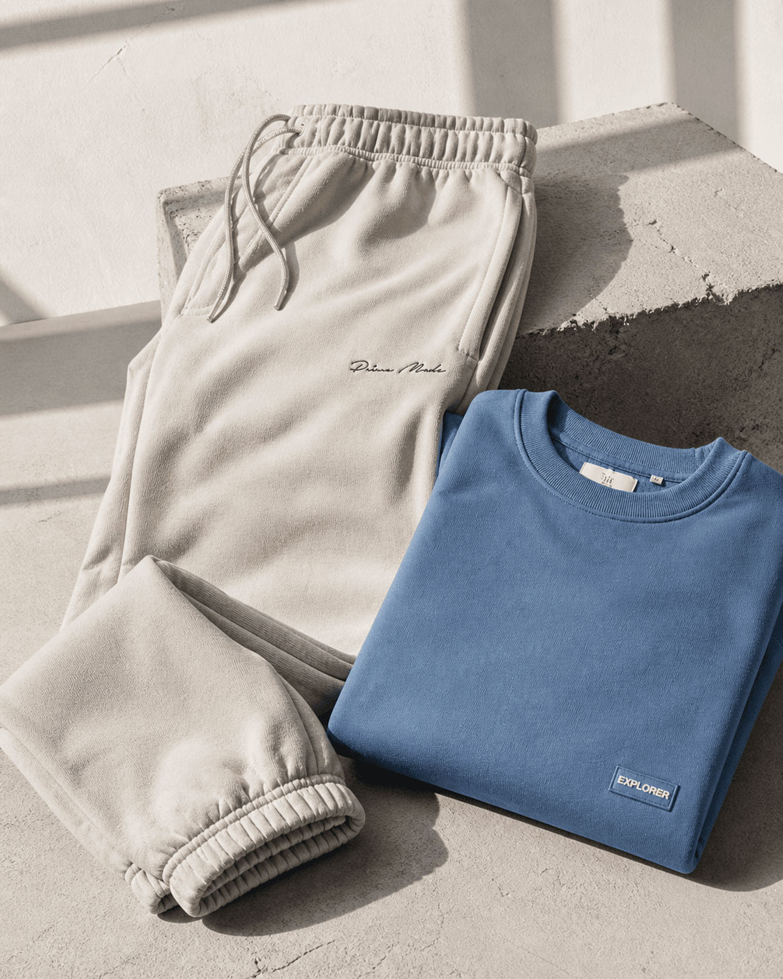 Casual-wear garment lineup — knits and wovens manufactured by WeaveAxis
