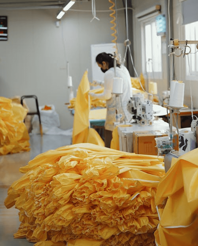 Garment manufacturing partner working on production line